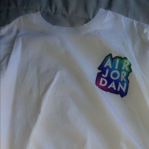 jordan white shirt. very colorful and nice back of the shirt